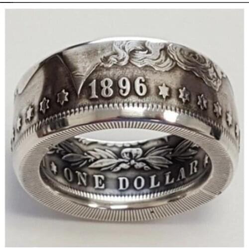 US 1896 Morgan Dollar Silver Plated Coin Ring Handmade In Sizes 8-16