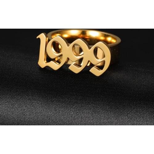 MYDIY Custom Old English numbers Name Rings Stainless Steel Personlized Women Rings Unique Jewelry Anniversary Rings girl Gift