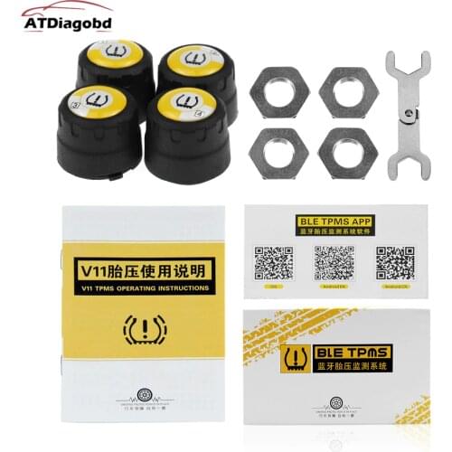 TPMS Bluetooth 4.0 universal external tyre pressure sensor V11 support Android & IOS phone Wireless 4 external Sensors With APP