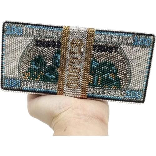 Unique Design Dollars Money bags Clutch purse Women Crystal Diamond Celebrity Evening Bags Luxury wedding Party Purses Handbag