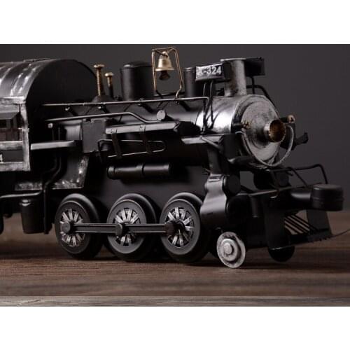 Vintage steam machine engine train model decoration personalized bookcase photography props handmade iron art ornament