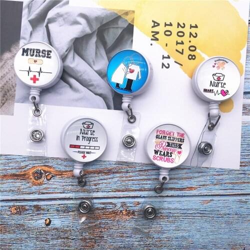 Retractable Badge Reel ID Badge Holder nurse in progress with Belt Clip for enfermera ID Card Holders