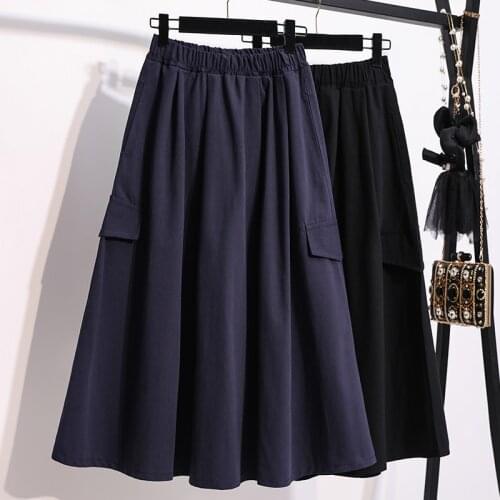 Elastic Waist Loose Long Plus Large Size Oversize Korean Style Fashion WomenS Clothing Vintage 2021 Casual High Waist Skirts