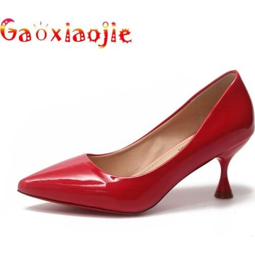 Gaoxiaojie Spring And Autumn New 2021 Handmade Good Quality Lady Pumps Elegant Fashion Pointed 6.5CM Cup Heel High Heel Shoes