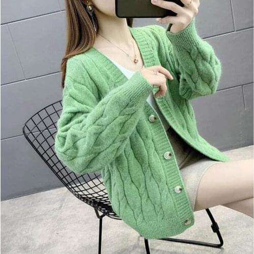 Cardigans Women Knitted Sweater Autumn Winter Long Sleeve top V Neck Jumper Fashion Twist Sweater Lady Casual Streetwear Sweater
