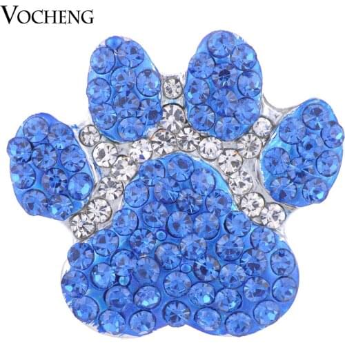 18mm Blue Paw Print Sugar Button Vocheng Snap Charms Bling Jewelry Vn-1380