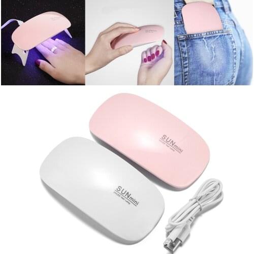 2 Colors 6 LED Mini UV Heating Portable Glue Resin Curing Nail Gle Drying Lamp Timed 45s 60s USB Port Jewelry Making Tools