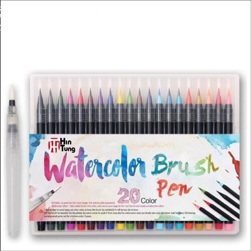 20pcs/set Students Watercolor Brush Pen Candy Color Drawing Painting Water Brush Pen Student Stationery Best Birthday Gift