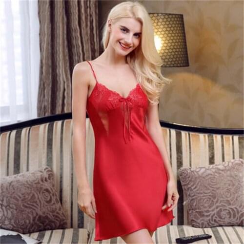 2021 Summer Sexy Nightdress Mulberry Silk Womens Pajamas Sling Plus Size Loose Pijama Ladies Home V Neck Dress Sleepwear Clothes