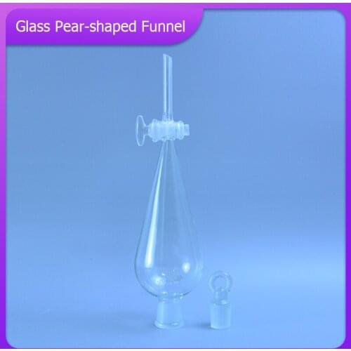 24/29 High Borosilicate Glass Pear Shaped Pyriform Separatory Funnel with glass Standard Taper Stopper Lab Supplies
