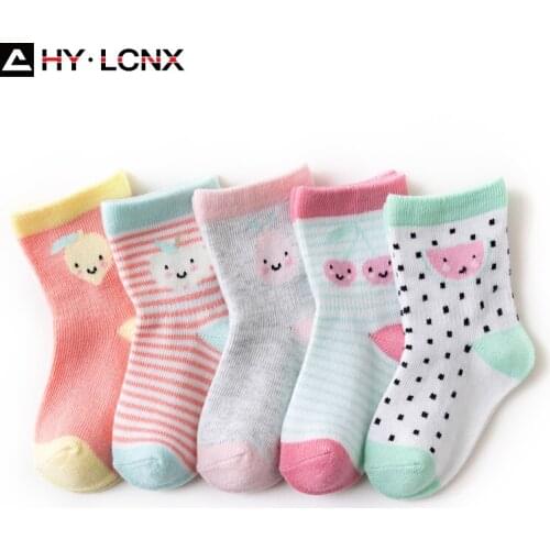 5 Pairs/Lot Baby Socks For Newborn Infant Cute Fruits Soft Cotton Mesh Sock 0-5 Years Boy Girl Babies Fashion Kids Accessories
