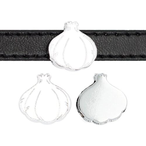 50PCS 8mm Alloy Enamel White Garlic Slide Charms Slide Beads DIY 8mm Bracelets Wristbands,Belt Straps Pet Name Collar Wholesale