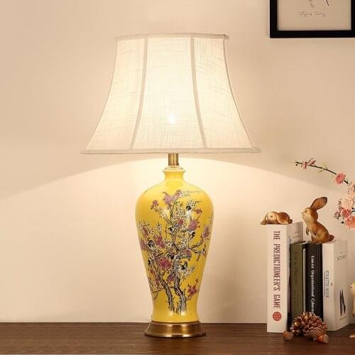 American Flower And Bird Ceramic Table Lamp Living Room Vase Decorative Table Lamp Chinese Model Room Bedroom Bedside Lamp