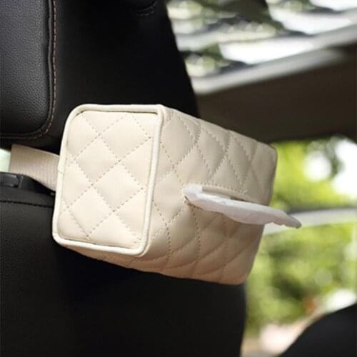 Car Faux Leather Sun Viper Back Seat Hanging Tissue Box Paper Holder Container