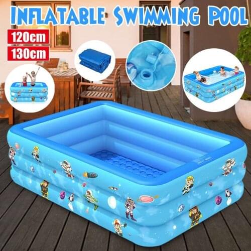 120/130cm Inflatable Swimming Pool Square Kids Childrens Home Use Paddling Pool Portable Foldable Children Baby Bathing Tub