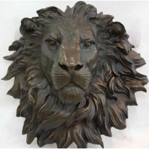 Free S hipping Collectible bronze S1606 18" China Chinese Pure Bronze Wild Huifeng Folk Lion Head Mask Statue Sculpture