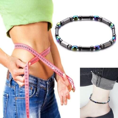 Hematite Stone Weight Loss Anklet Slimming Magnetic Beads Bracelet Health Care Women Fashion Jewelry 3 Styles