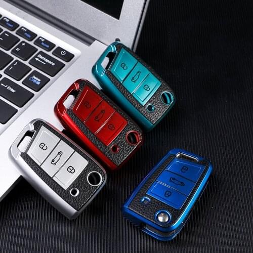 TPU Car Key Case Cover For Volkswagen Polo Golf 7 Mk7 Tiguan Passat For Skoda Octavia Kodiaq Karoq For Seat Ateca Leon Key Bag