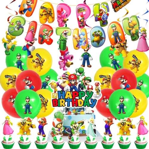 Super Mario Theme Childrens Birthday Party Decoration Balloon Kids Toy Activity Decoration Aluminum Film Balloon Baby Shower