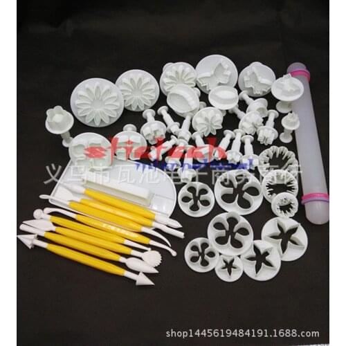 By dhl 10set 46Pcs/set Fondant Cake Decorating Plunger Cutter Tools Mold Cookies full set mold