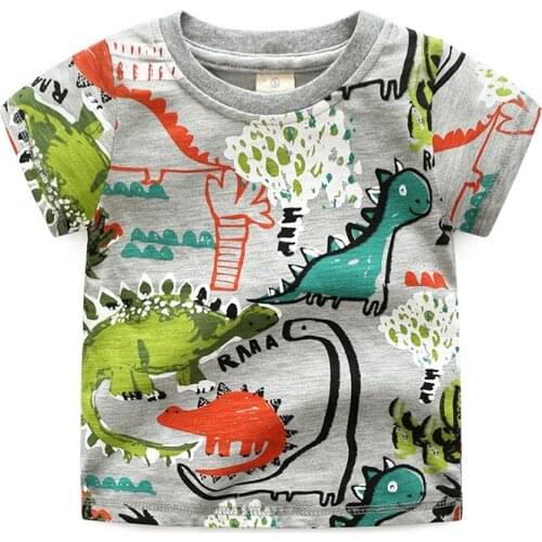 Boys T Shirt Summer Cotton Short Sleeve Dinosaur Kids Shirts 1-8 Years Boy Tops Children Clothing Casual Baby Boy Clothes