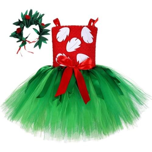 Hawaii Luau Lilo Tutu Dress with Wreath Toddler Baby Girls Carnival Birthday Party Dress Outfit Halloween Costume for Kids 1-14Y