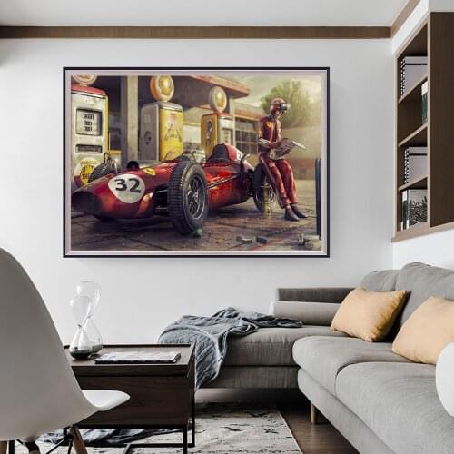 Graffiti Racing Car Driver Canvas Paintings on The Wall Art Posters and Prints Abstract Driving Pictures for Living Room Decor