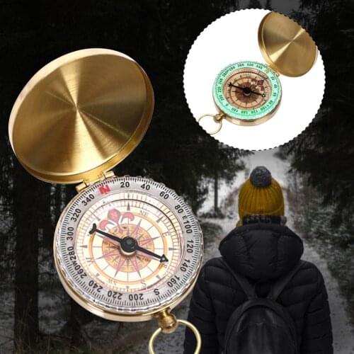 Yellow Gold Compass Pocket Watch Type Exquisite Outdoor Camping Supplies North Arrow With Luminous Pocket Compass Outdoor Tools