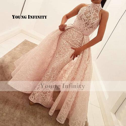 Saudi Arabia Lace Wedding Dress 2021 Fashion Middle East High Neck Bridal Gown Arabic Party Dress Yousef Aljasmi Overskirt