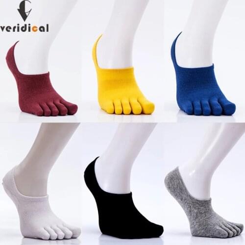 Summer Invisible No Show Five Finger Socks Mens Bright Color Breathable Soft Elastic Comfortable Deodorant Ankle Socks With Toes