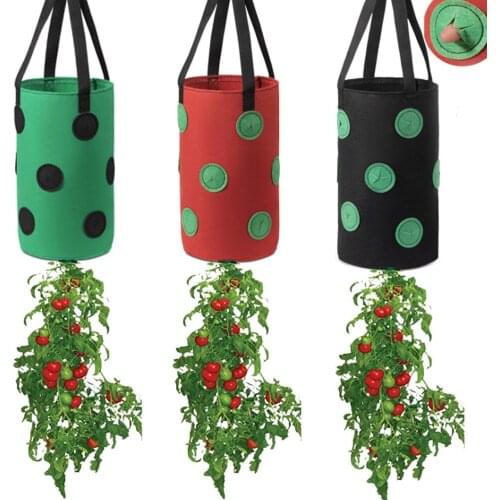 Strawberry Planting Bag Plant And Vegetable Hanging Basket With Holes In The Bottom Of The Multi-mouth Strawberry Bag