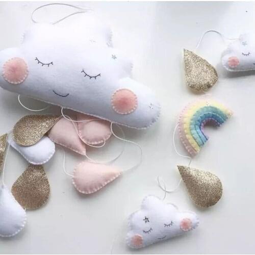 Cute Smiling Clouds Nordic Wind Baby Kids Room Nursery Home Cloud Raindrop Wall Hanging Decor Stickers Decal Gifts