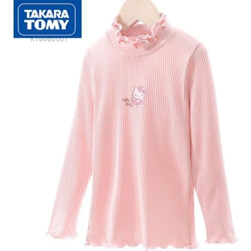 TAKARA TOMY Fashion cute cartoon Hello Kitty print shirt simple and comfortable casual childrens bottoming shirt