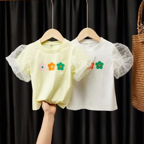 2020 Baby Girl Fashion Clothing Cotton puff sleeve T-shirt Children Party Birthday Wear Clothes