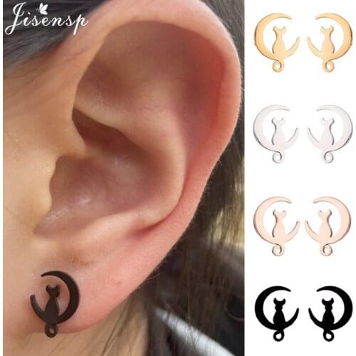 Cartoon Kitten Animal Earrings for Women Kids Stainless Steel Moon Cat Stud Earings Jewelry Dog Paw Earing Kids pendientes