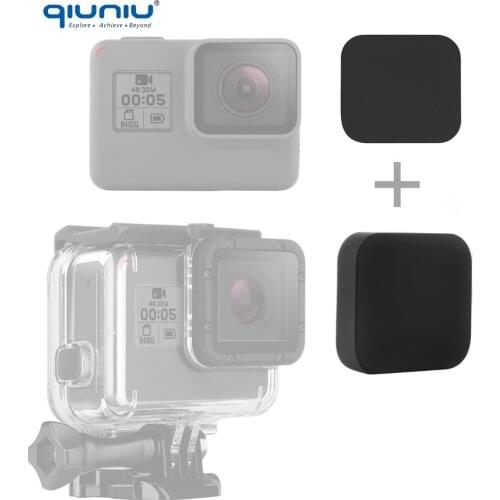 QIUNIU Soft Silicone Lens Cap for GoPro HERO 5 6 7 Black Camera + Soft Lens Cover for GoPro Hero 5 6 7 Black Super Suit Case