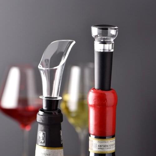 Wine Stopper and Pourer Set Red Wine Preserver Sealer Plug Bar Accessories Air Pump Bottle Vacuum Stopper Decanter Pourer