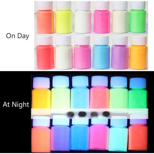 12 Color 20g Luminous Resin Pigment Kit Glow In the Dark Powder Pigment Colorant Dye Fluorescent Resin Jewelry Making