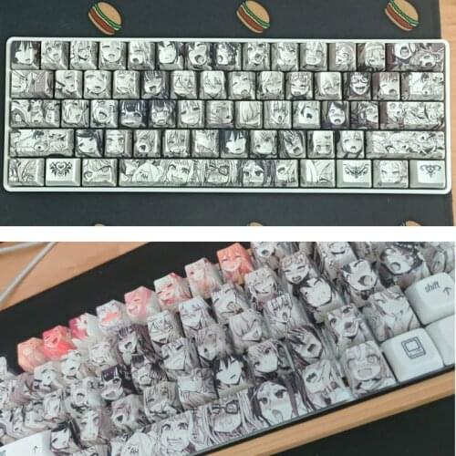 2021 New PBT 108 key Ahegao Keycap Dye Sublimation OEM Profile Anime Keyboard Keycap