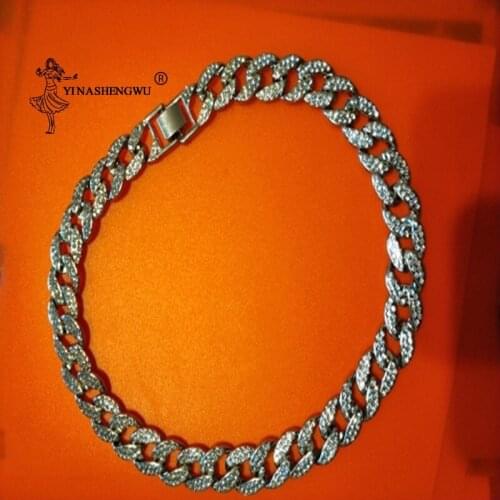 New Best Selling Hip Hop Iced Out Paved Rhinestones Gold Miami Curb Cuban Fashion Chain Bling Rapper Necklaces For Men Jewelry