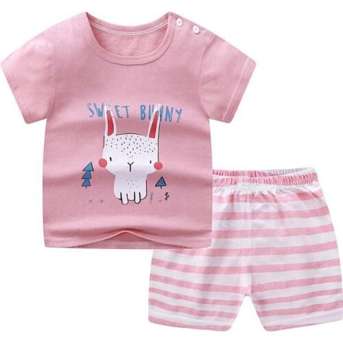 New Arrivals Baby Boys Clothing Sets Cartoon Rabbit Summer Kids Girls Clothes Set Cotton Childrens T-shirt + Short Pants Suit