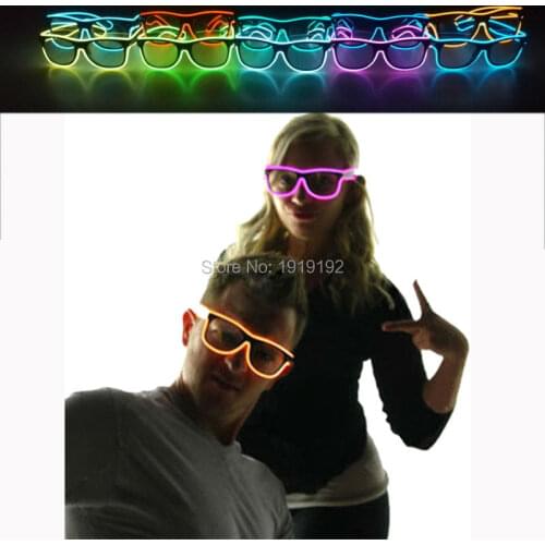 Sound control el glasses Clear Lens El Wire Fashion Neon LED Light Up Shutter Shaped Glasses Rave Costume Christmas Party