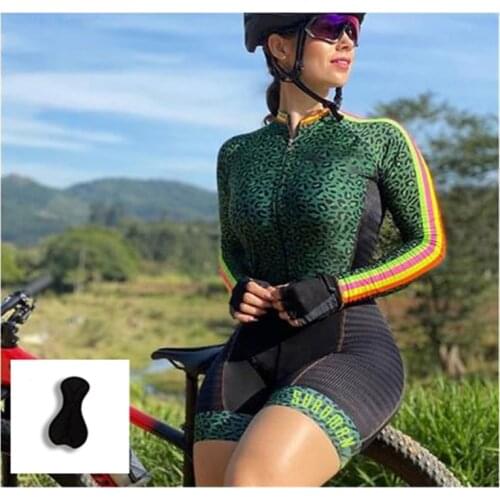 Outfit Cycling Female cycling jersey suit jumpsuit cycling jersey Clothing With Free Shipping Lycra Elastic Tights mtb