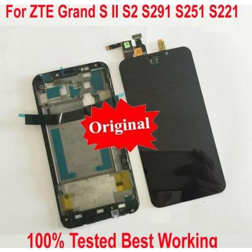LTPro Original Best LCD Display Touch Screen Digitizer Assembly Sensor with frame For ZTE Grand S2 S 2 II S251 S291 S252 S221