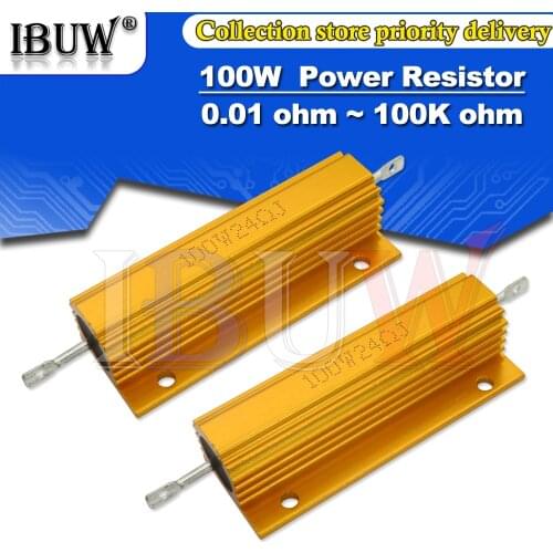 100W 0.01 ~ 100K Aluminum Power Metal Shell Case Wirewound Resistor 0.1 0.5 1 1.5 2 6 8 10 20 100 150 200 300 1K 10K ohm RX24
