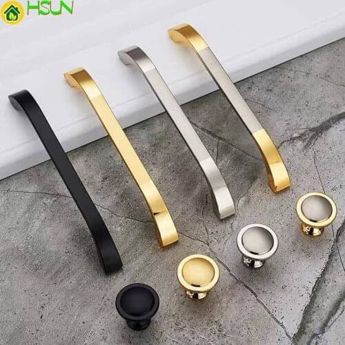 Cabinet Drawer Door Pull Handle Round Knob Zinc Metal Black Gold Silver Home Kitchen Closet Wardrobe Cupboard Furniture Hardware