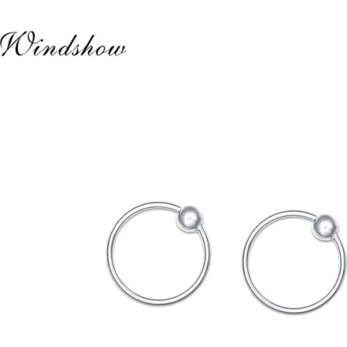 Small Round 925 Sterling Silver Bead Ball Circle Huggies Hoop Earrings For Womens Piercing Body Jewelry Baby Girls Kids Children
