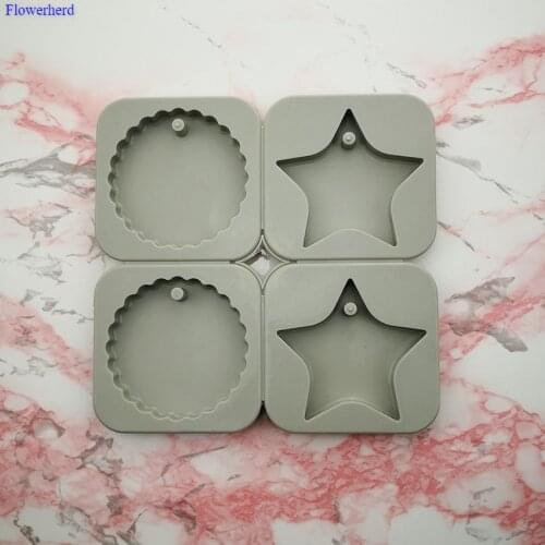 Silicone Aromatherapy Mold Two Stars Two Flowers Round Diy Wax Flake Plaster Wax Mold Silicone Mold Car Hanging Mold