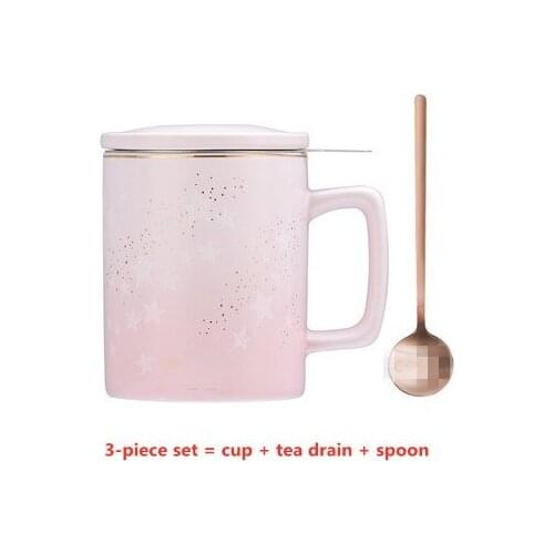 Nordic tea cup men and women mug with lid spoon tea and water separation ceramic cup coffee cup with LOGO