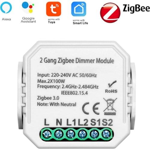 Tuya Smart ZigBee Dimmer Switch Module 1gang 2gang With Neutral 2 Way Wireless Control Switch Relay Support Zigbee2MQTT